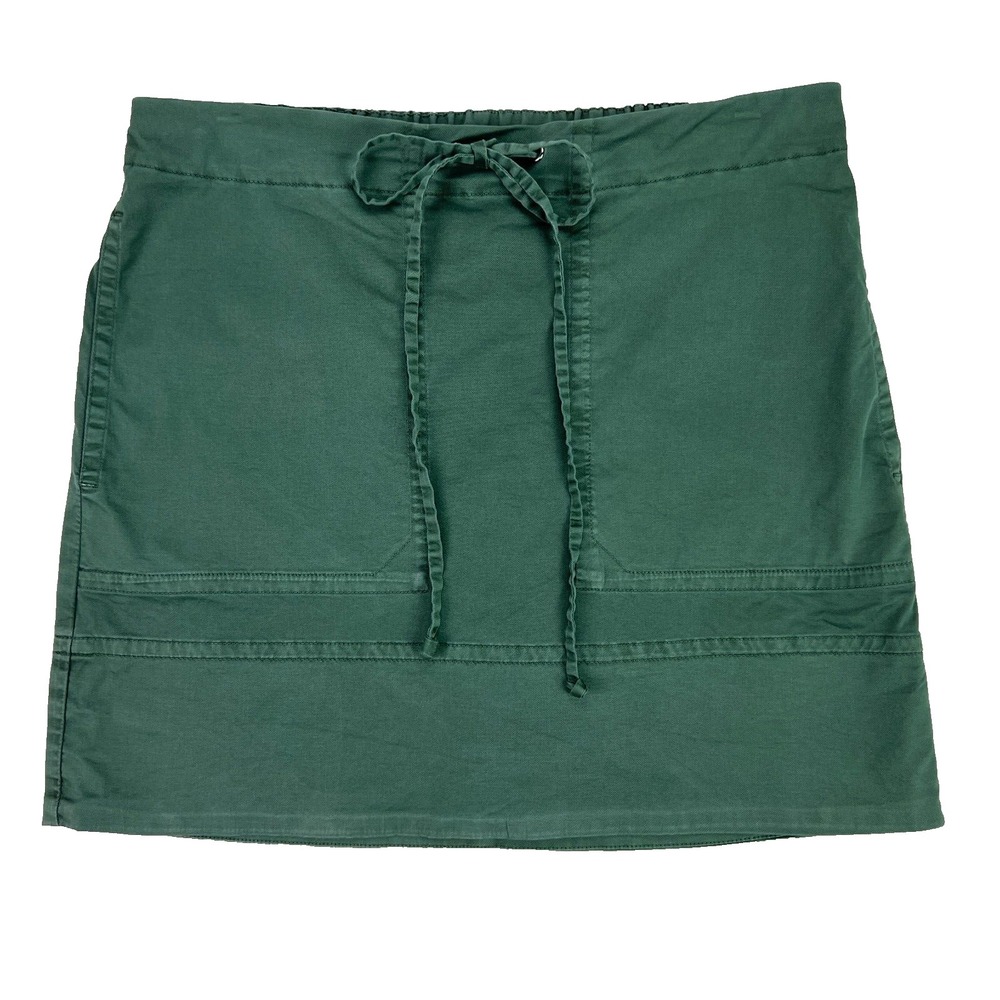 Theory Womens Petite Sz P Green Stitched Pocket Mini Garment Dyed Twill Skirt